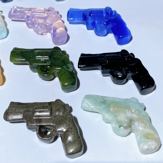 2.2" Mixed Crystal Gun Shape Carvings Bulk Wholesale