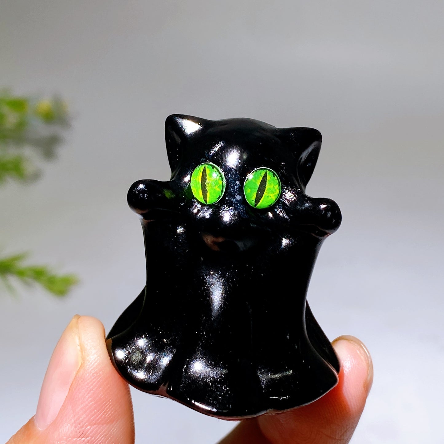 1.6" Black Obsidian Ghost Carving for Halloween Wholesale