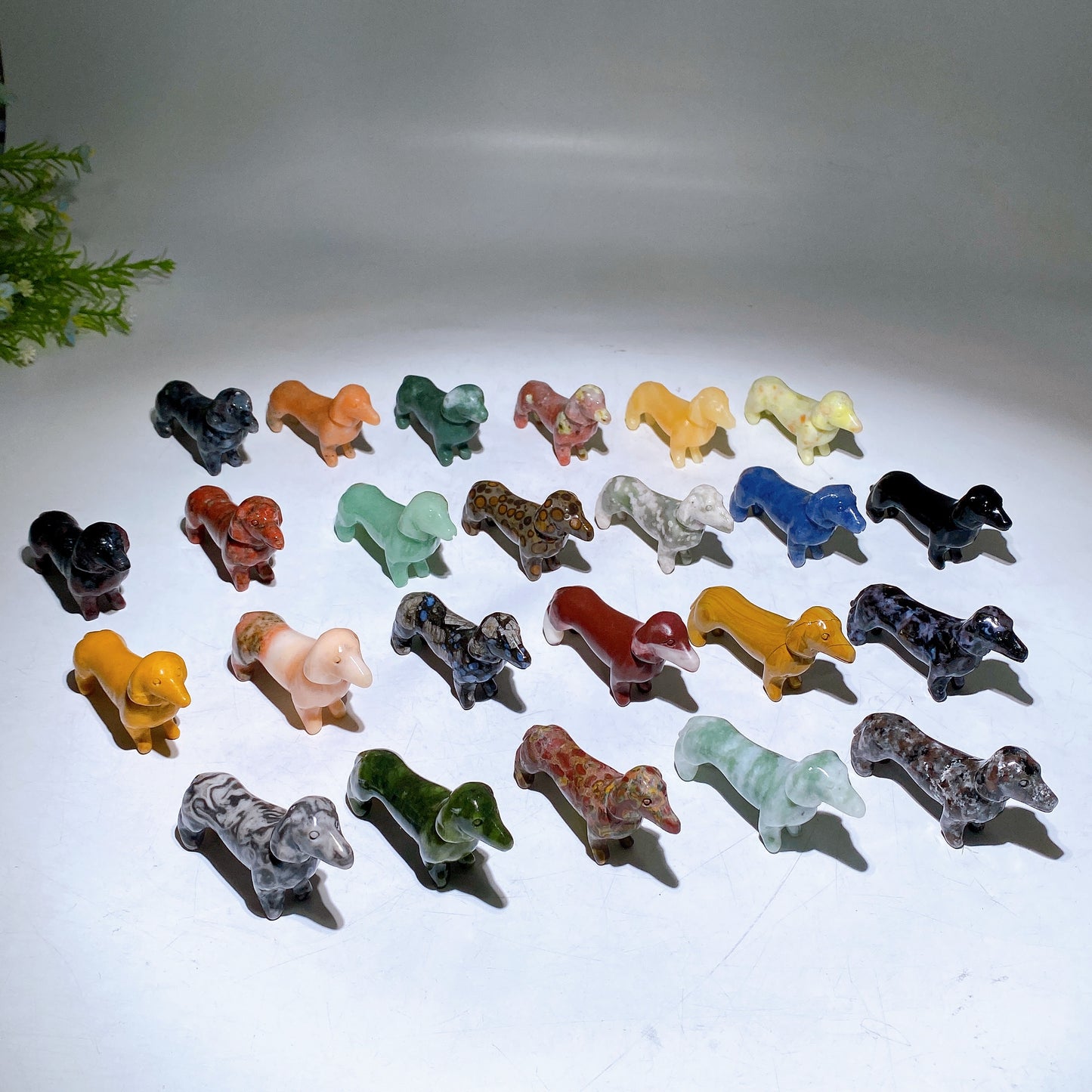 3.1" Natural Crystal Sausage Dog Carving Wholesale