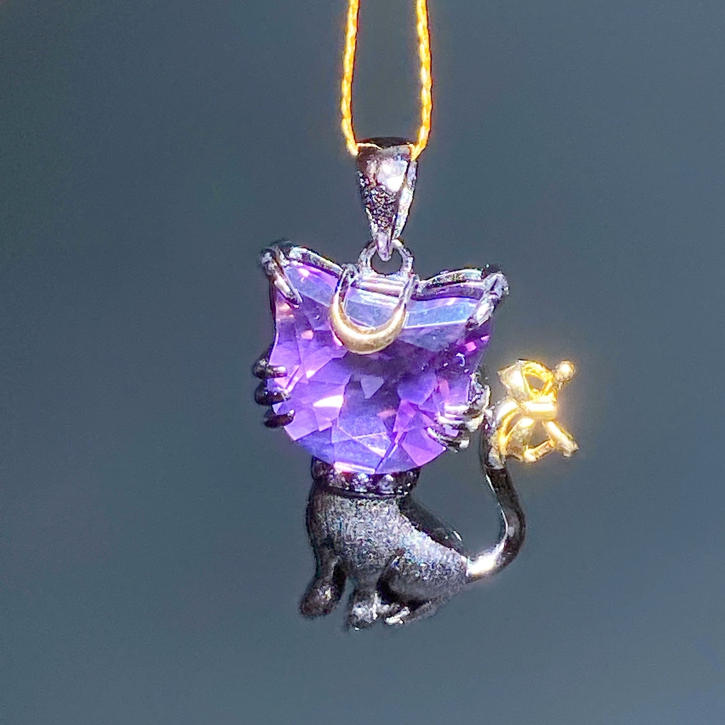 Amethyst Citrine S925 Cat Pendant Crystal Healing Bulk Wholesale