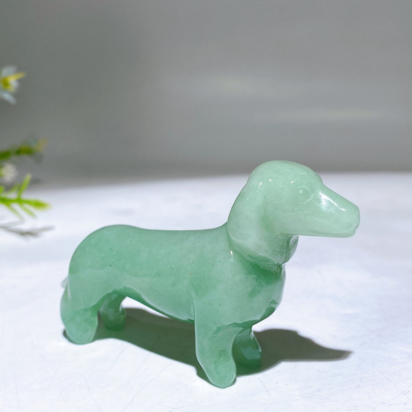 3.1" Natural Crystal Sausage Dog Carving Wholesale