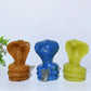 2.3" Jade Lapis Golden Healer Cobra Snake Carvings Bulk Wholesale