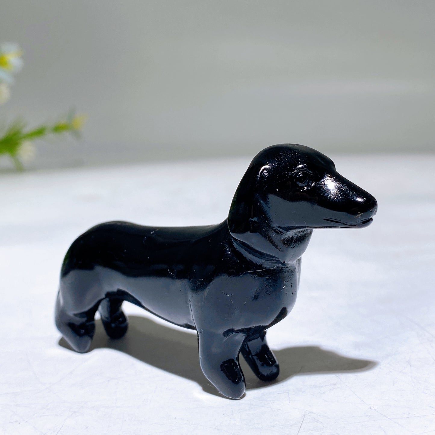 3.1" Natural Crystal Sausage Dog Carving Wholesale