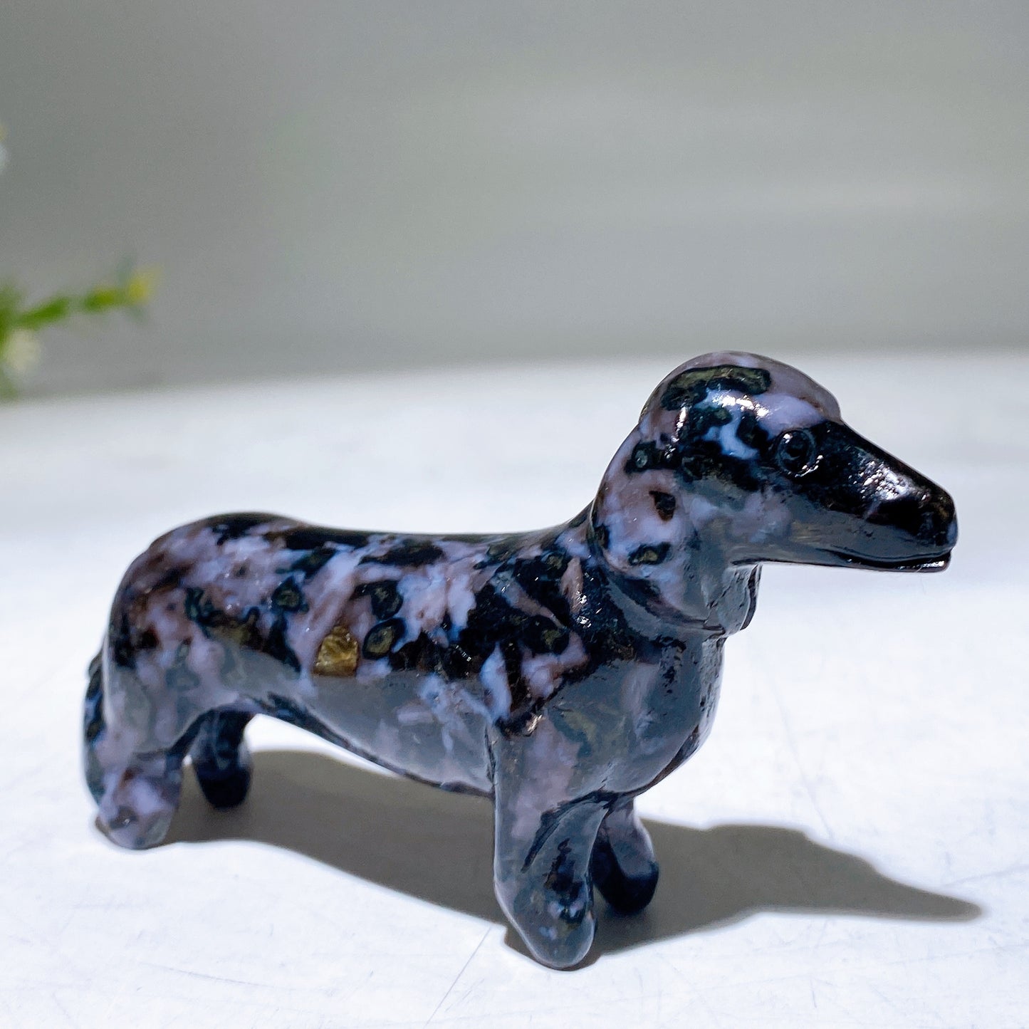 3.1" Natural Crystal Sausage Dog Carving Wholesale