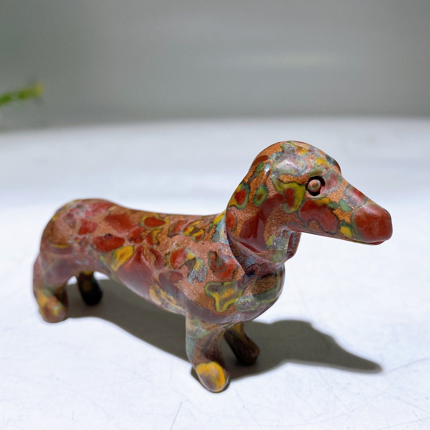 3.1" Natural Crystal Sausage Dog Carving Wholesale