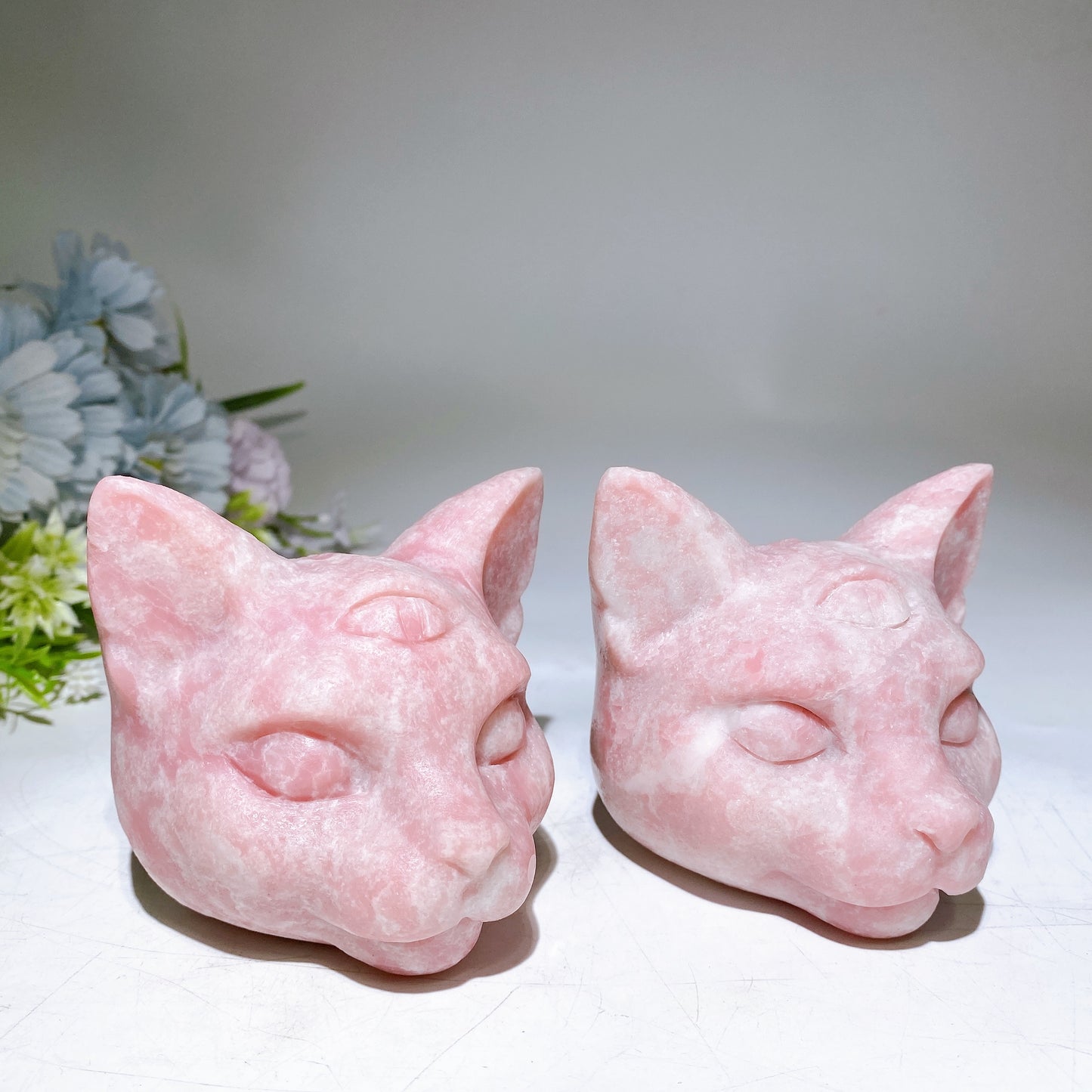 3.3" Pink Opal Cat Carving Crystal Healing Bulk Wholesale