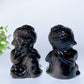 2.5" Silver Obsidian Buddha Carvings Bulk Wholesale