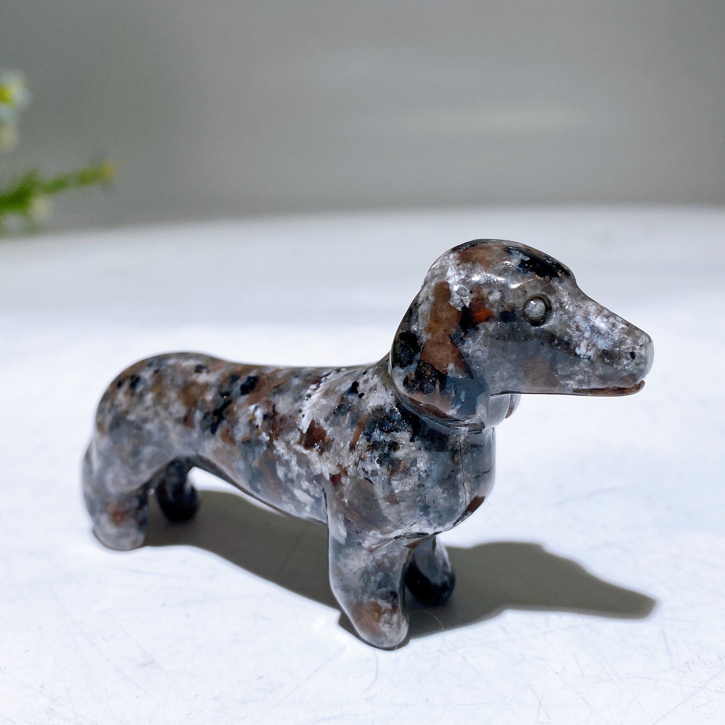 3.1" Natural Crystal Sausage Dog Carving Wholesale