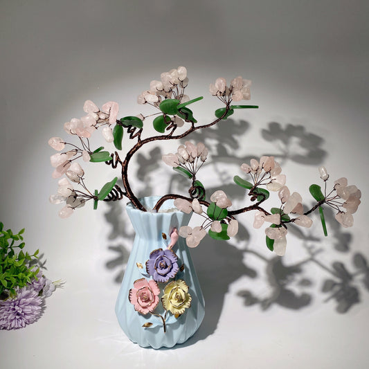Ceramic Vase with Rose Quartz Flower Bulk Wholesale