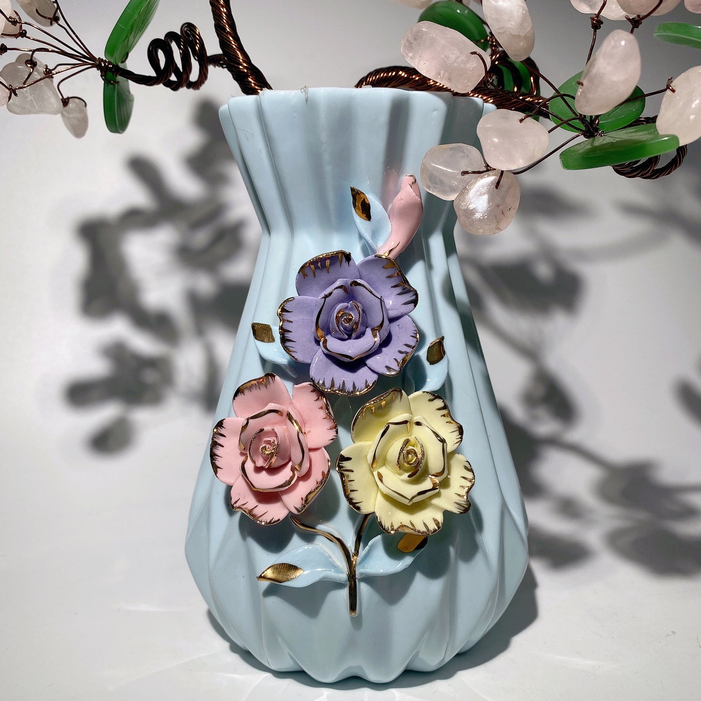 Ceramic Vase with Rose Quartz Flower Bulk Wholesale