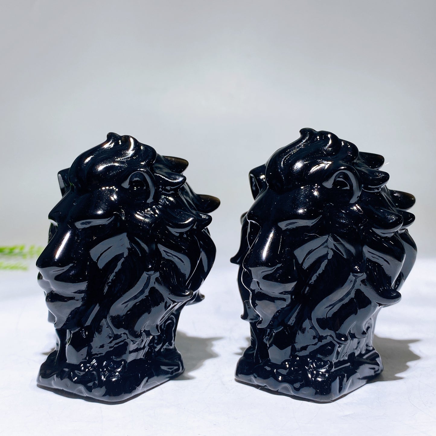 3.2" Natural Black Obsidian Lion Head Carving Wholesale