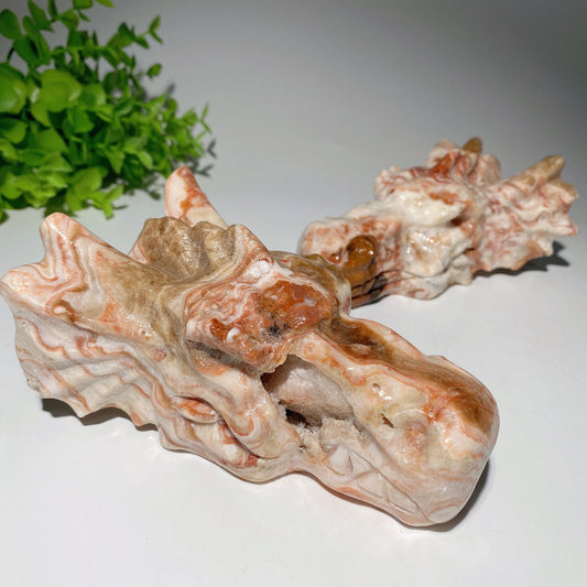 5.0" Chocolate Calcite Dragon Head Carvings Bulk Wholesale