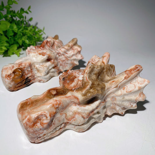 5.0" Chocolate Calcite Dragon Head Carvings Bulk Wholesale