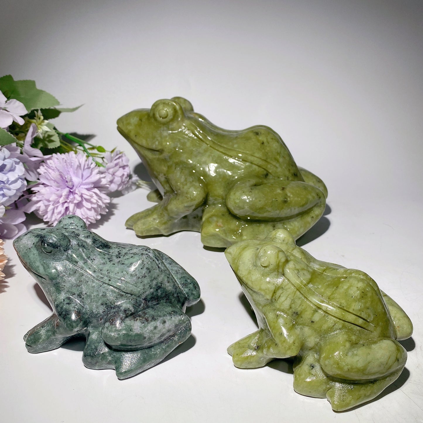 4.5"-8.7" Serpentine Jade Frog Carvings Crystal Healing Bulk Wholesale