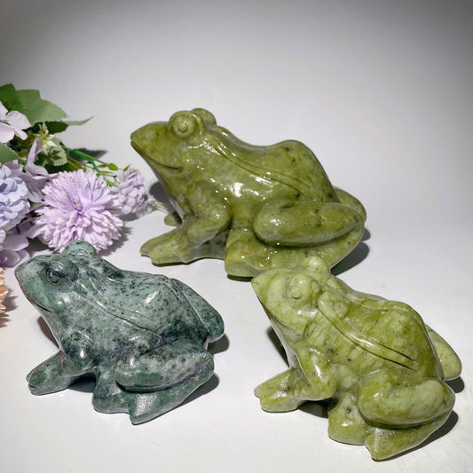 4.5"-8.7" Serpentine Jade Frog Carvings Bulk Wholesale
