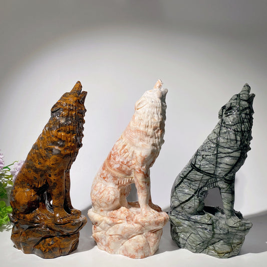 9.0" Jade Wolf Carvings Bulk Wholesale