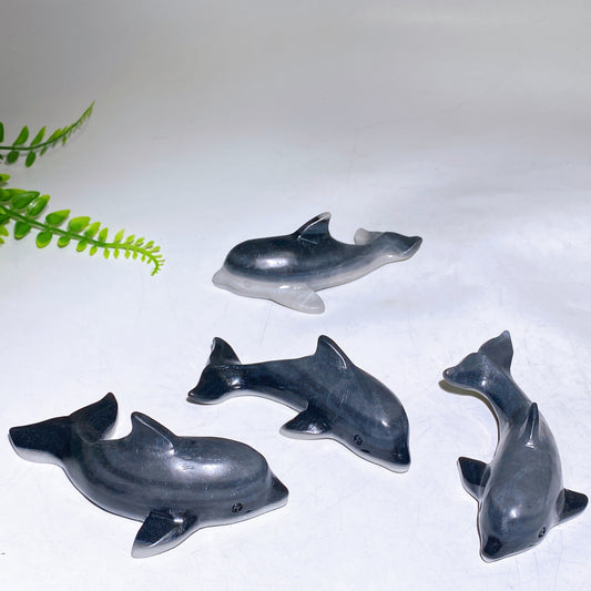 4.2"-4.4" Taiji Stone Dolphin Carving Wholesale