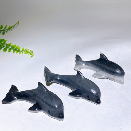 4.2"-4.4" Taiji Stone Dolphin Carving Wholesale