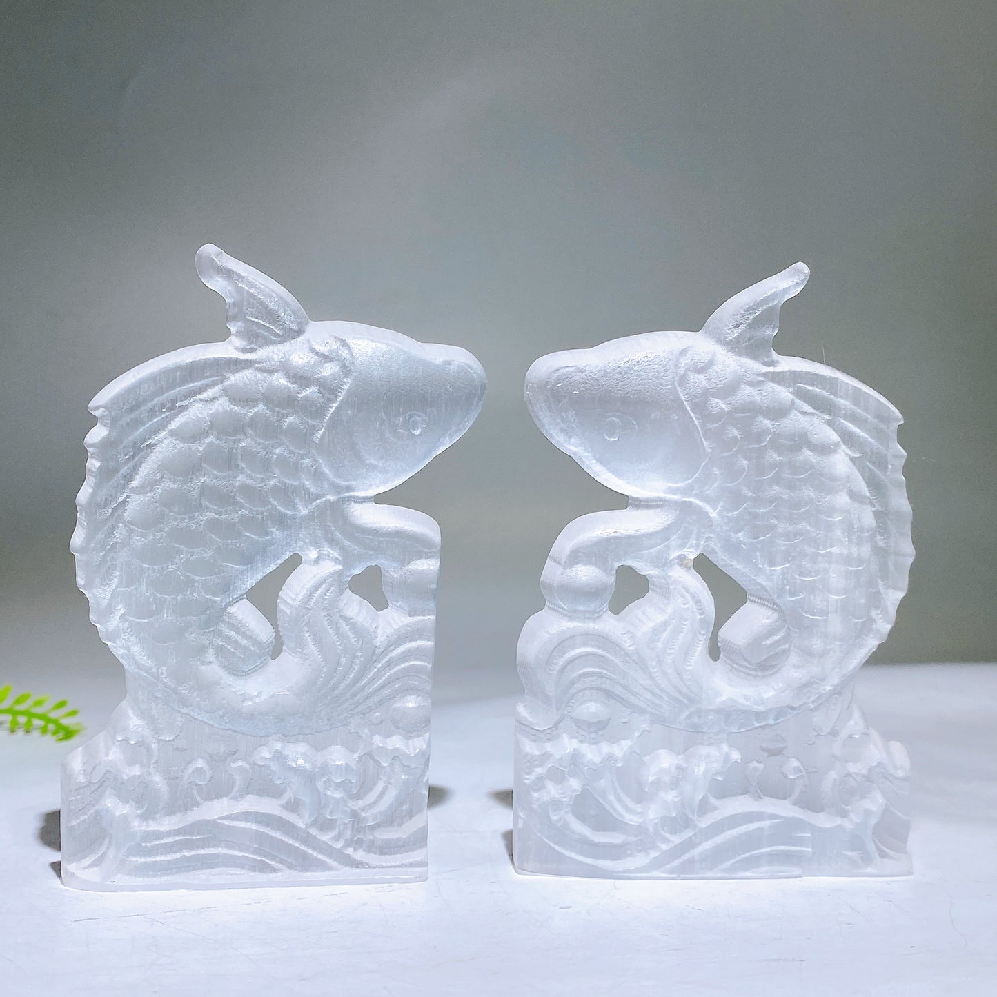 4.0" Selenite Fish Carving Slab Wholesale
