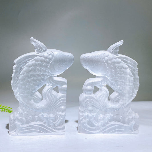 4.0" Selenite Fish Carving Slab Wholesale