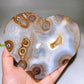 Natural Unique Druzy Banded Agate Heart Crystal Carving