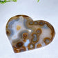 Natural Unique Druzy Banded Agate Heart Crystal Carving