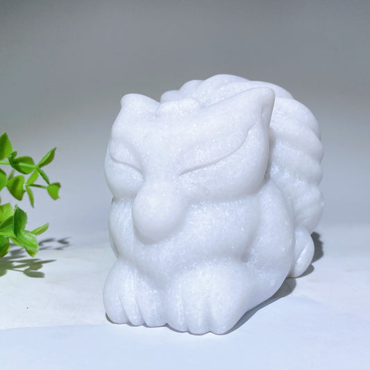 5.7" White Jade Nine-tail Fox Carvings Bulk Wholesale