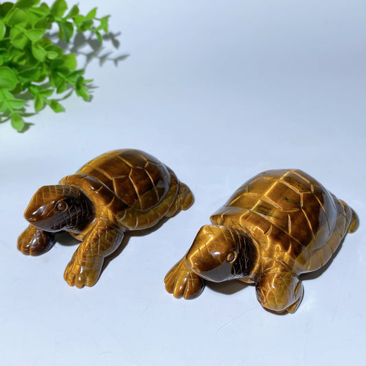 3.2"-3.9" Yellow Tiger's Eye Turtle Carvings Bulk Wholesale