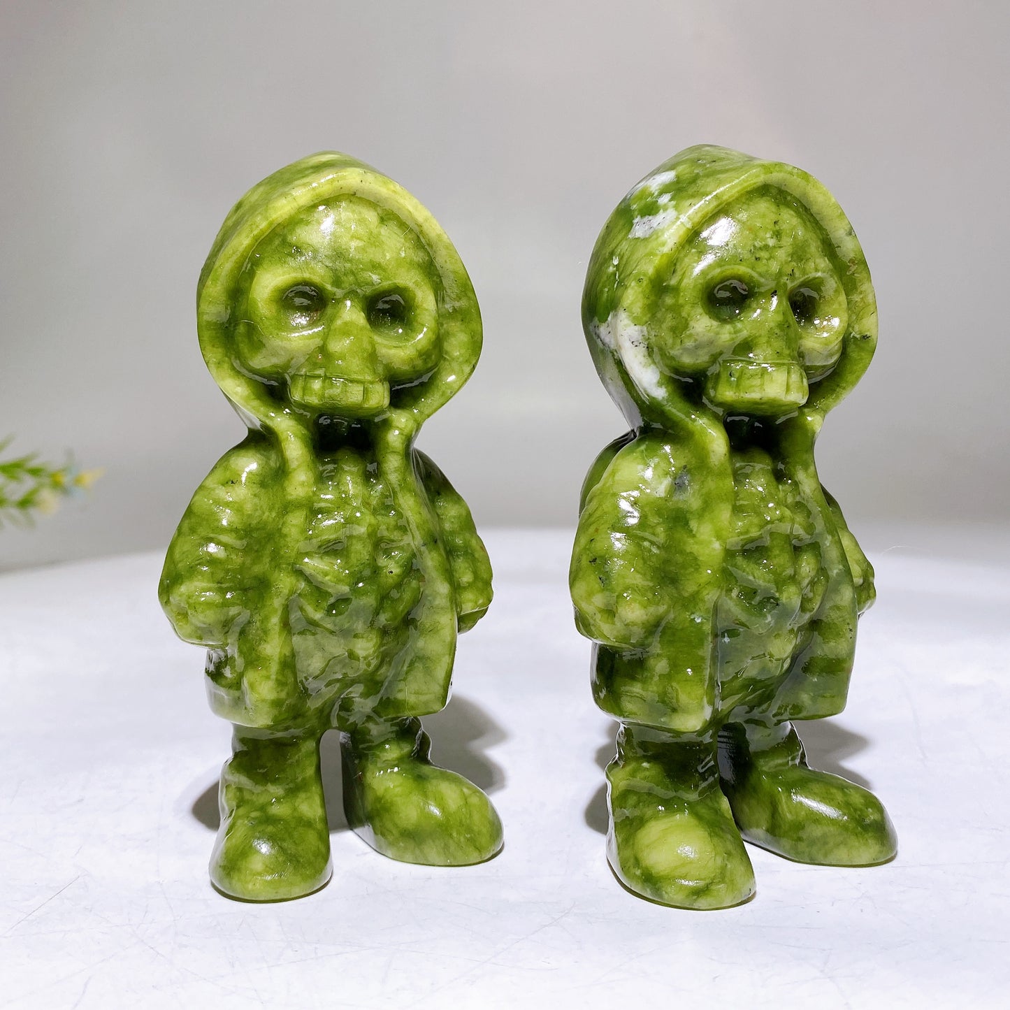 4.0" Natural Serpentine Hoodie Ghost Carving for Halloween Wholesale