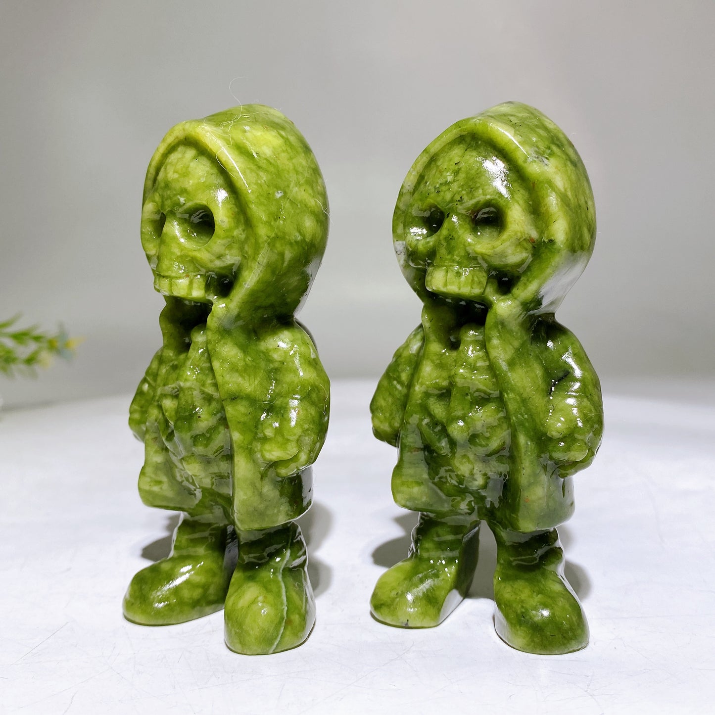 4.0" Natural Serpentine Hoodie Ghost Carving for Halloween Wholesale