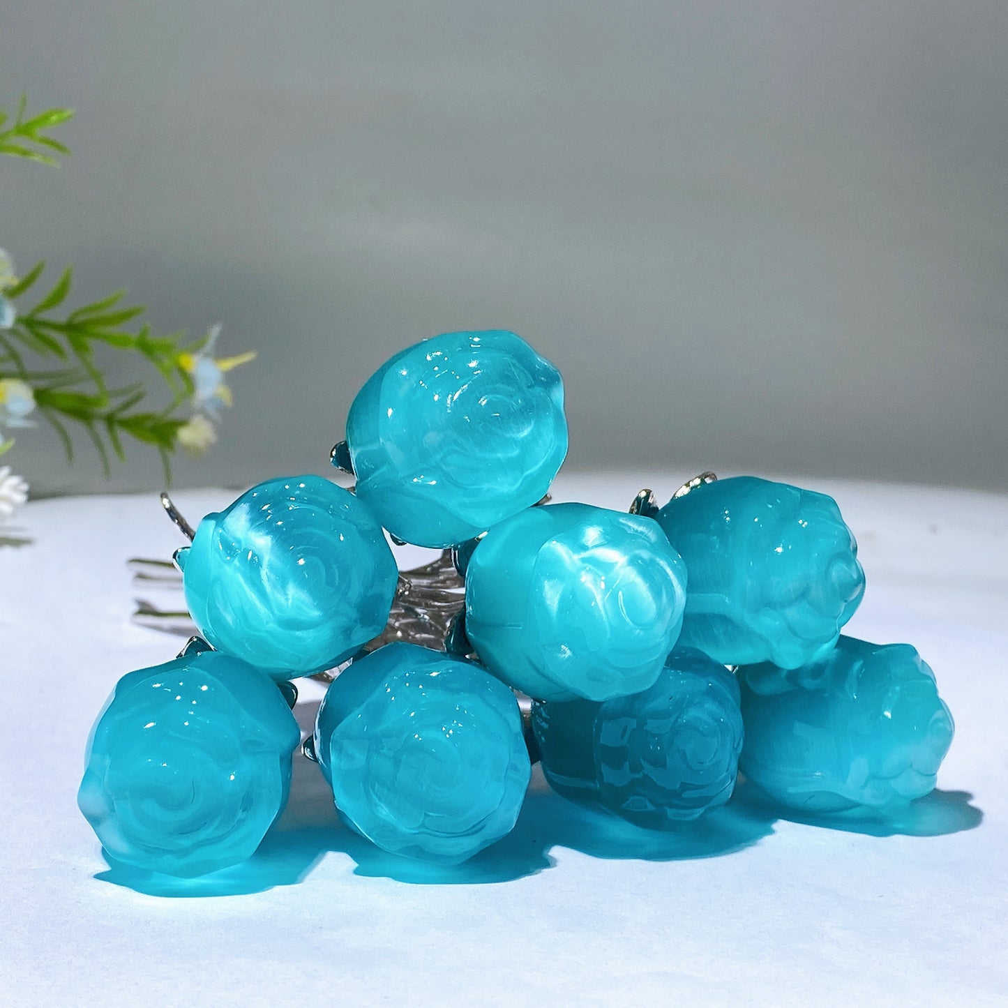Crystal Flower Carving with Silver Color Metal Stem Wholesale