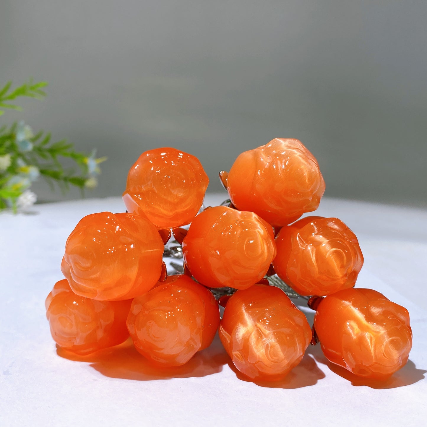 Crystal Flower Carving with Silver Color Metal Stem Wholesale