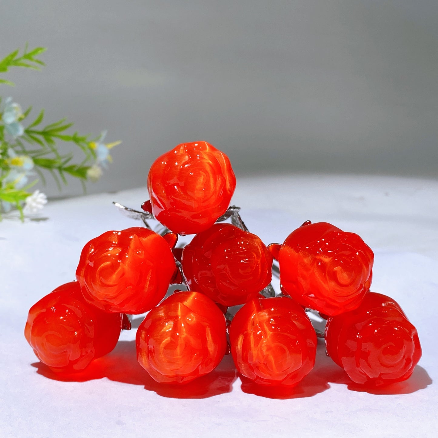 Crystal Flower Carving with Silver Color Metal Stem Wholesale