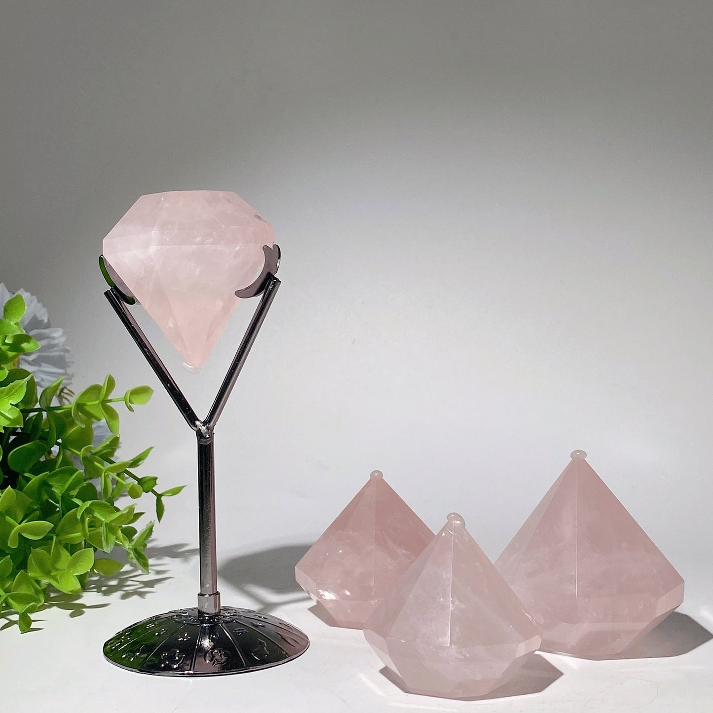 2.0"-2.5" Rose Quartz Diamond Carvings Crystal Healing Bulk Wholesale