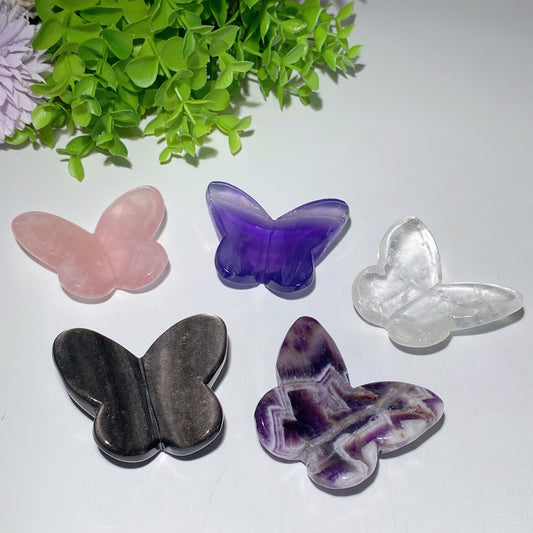 2.5" Mixed Crystal Butterfly Carvings Bulk Wholesale