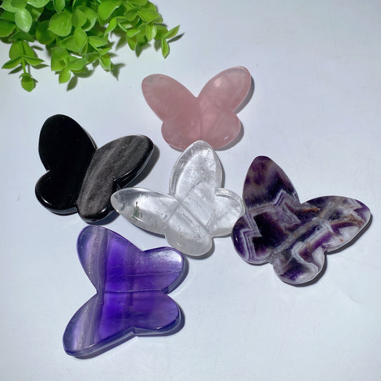 2.5" Mixed Crystal Butterfly Carvings Bulk Wholesale