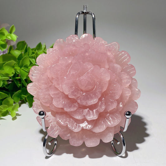 4.4" Rose Quartz Flower Carvings Bulk Wholesale