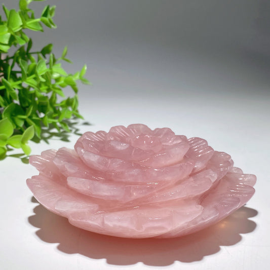 4.4" Rose Quartz Flower Carvings Bulk Wholesale