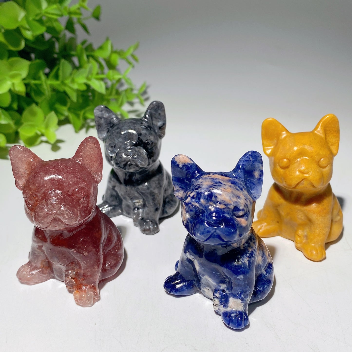 2.3" Mixed Crystal Bull Dog Carvings Bulk Wholesale