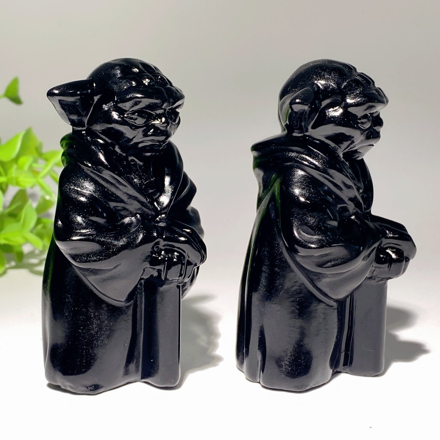 3.5“ Black Obsidian Serpentine Yoda Carvings Bulk Wholesale