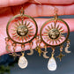Golden Color Suns Face Crystal Earrings Crystal Healing Bulk Wholesale