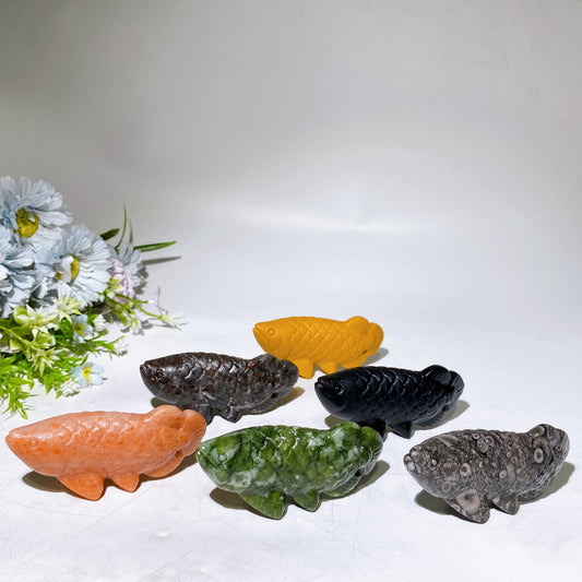 3.9" Crystal Asian Arowana Crystal Fish Carving Crystal Healing Bulk Wholesale