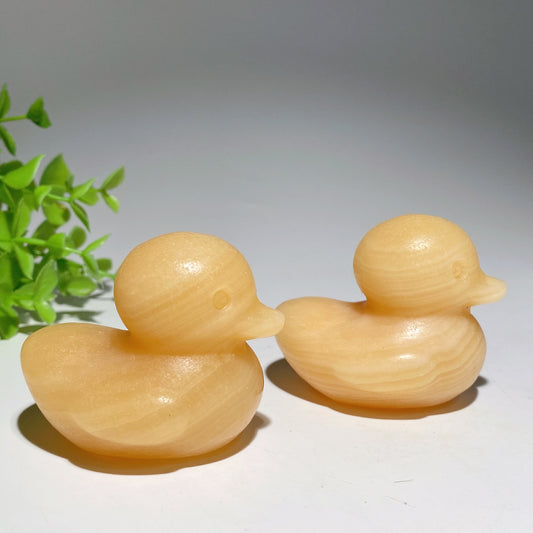 2.2" Orange Calcite Duck Carvings Bulk Wholesale