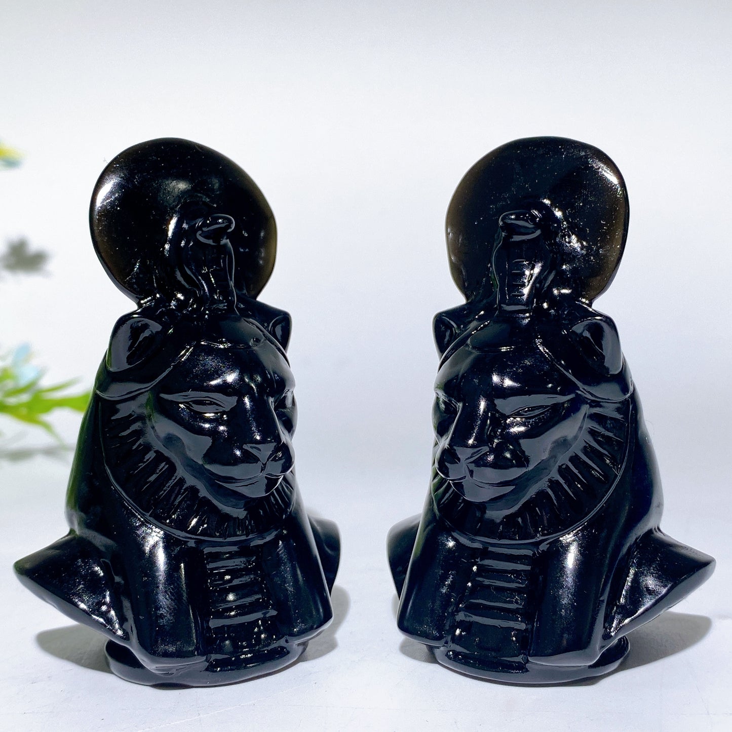 3.2" Black Obsidian Sekhmet Carvings Crystal Healing Bulk Wholesale