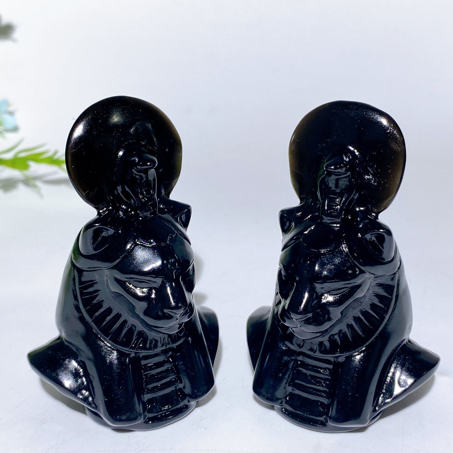 3.2" Black Obsidian Sekhmet Carvings Crystal Healing Bulk Wholesale