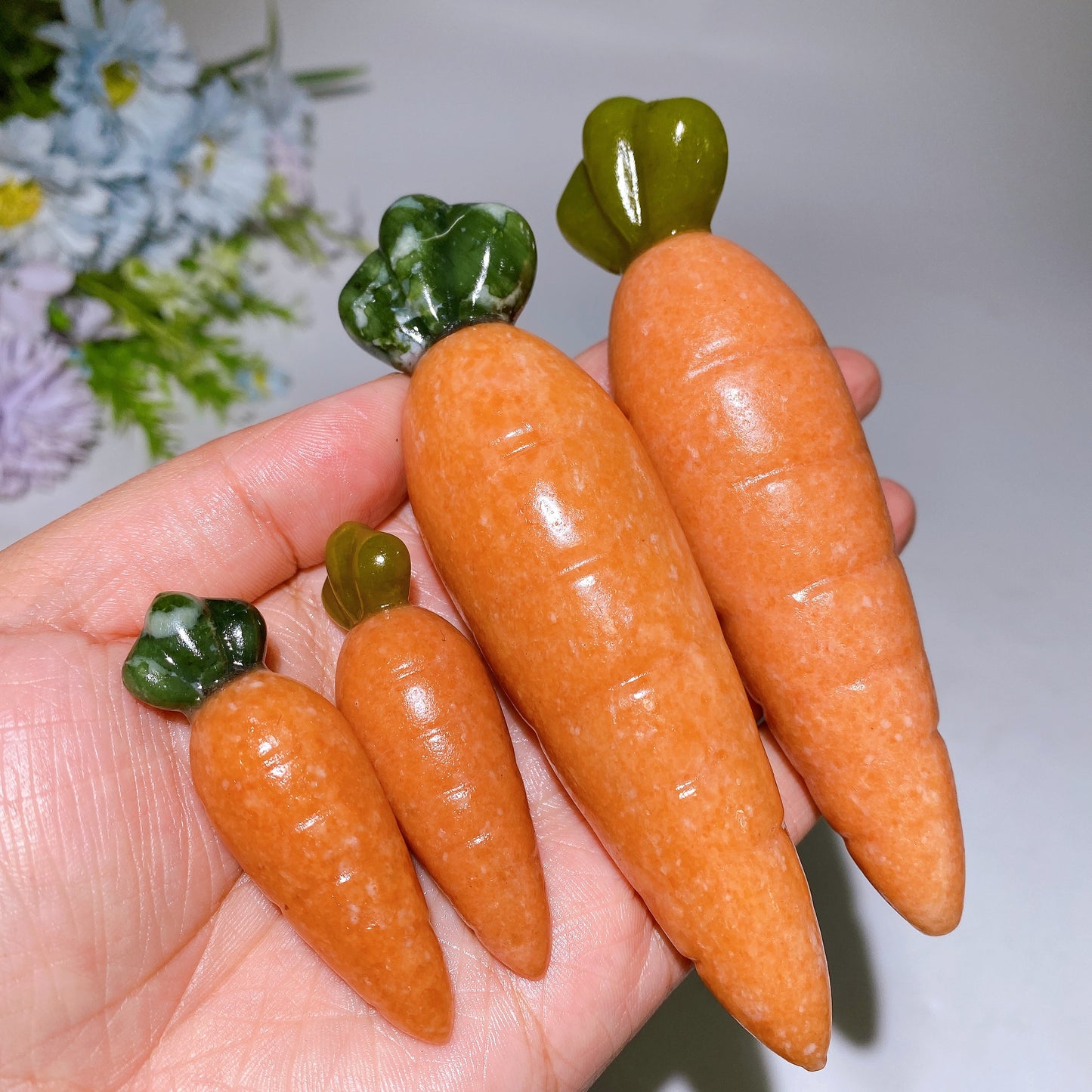 2.4"-4.9" Sunstone Serpentine Carrot Carving Crystal Healing Bulk Wholesale
