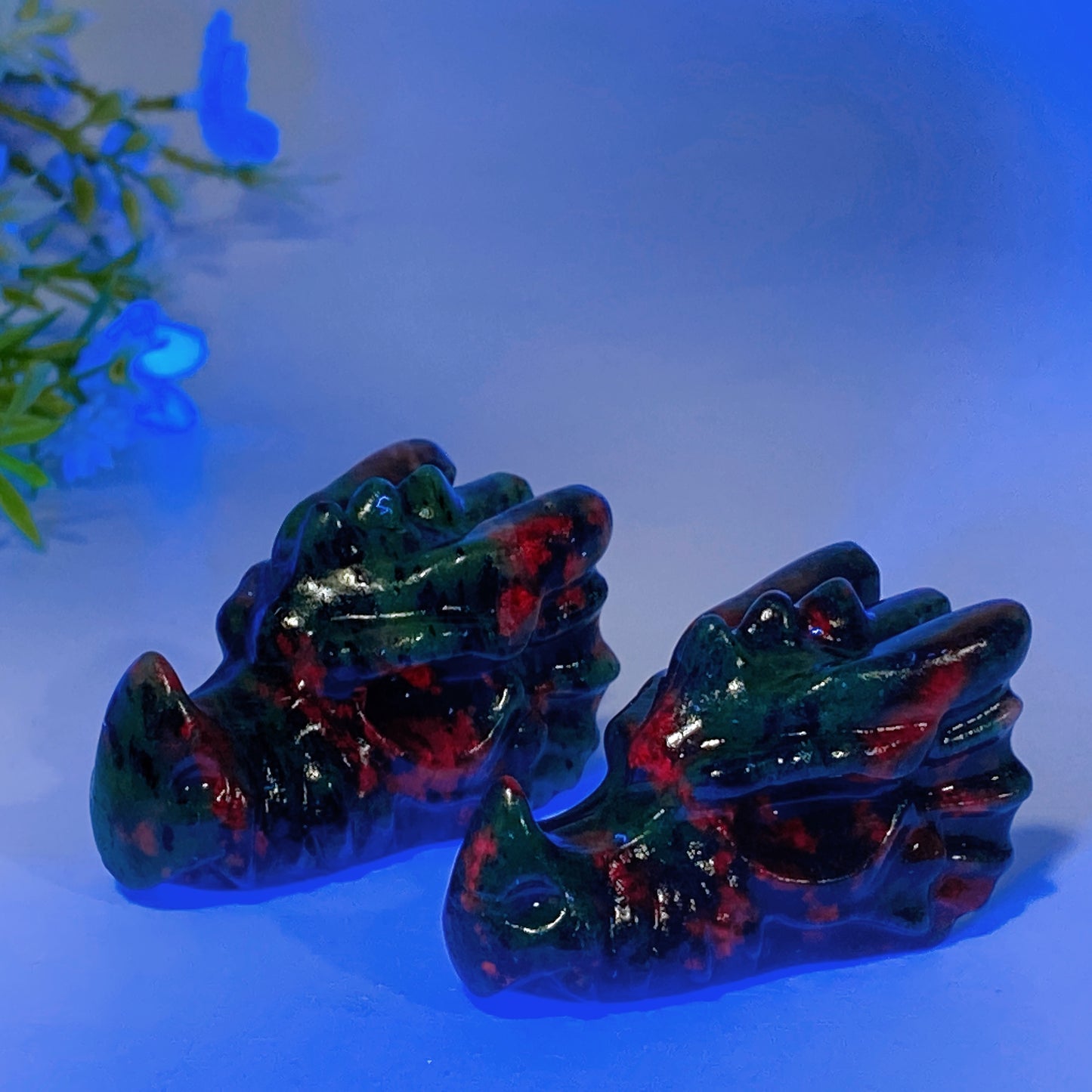 1.9" UV Reactive Ruby In Zoisite Dragon Head Carving Crystal Healing Bulk Wholesale