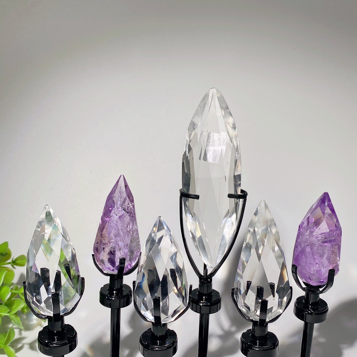 13-17cm Amethyst Clear Quartz Polyhedron with Stand Crystal Healing Bulk Wholesale