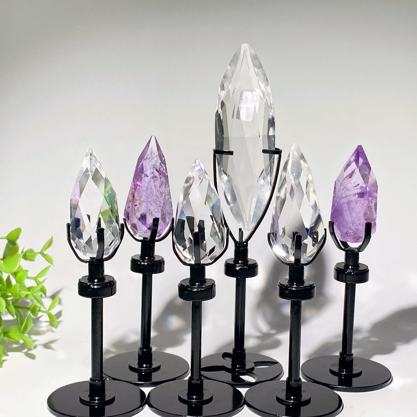 13-17cm Amethyst Clear Quartz Polyhedron with Stand Crystal Healing Bulk Wholesale