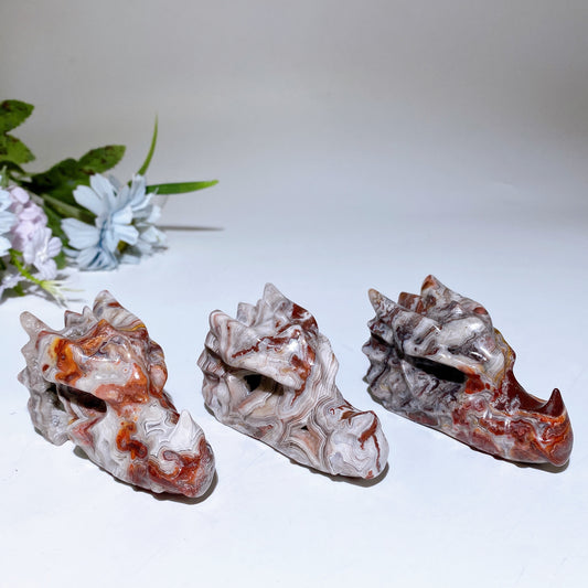 3.0" Red Mexican Onyx Dragon Head Carving Crystal Healing Bulk Wholesale